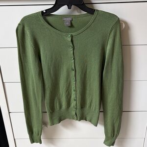 🌿 ANN TAYLOR WOMENS SIZE SMALL GREEN BUTTON DOWN CARDIGAN